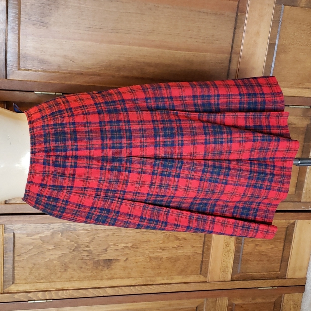 Vintage Pendleton Pleated Plaid Wool Skirt Sz 12
